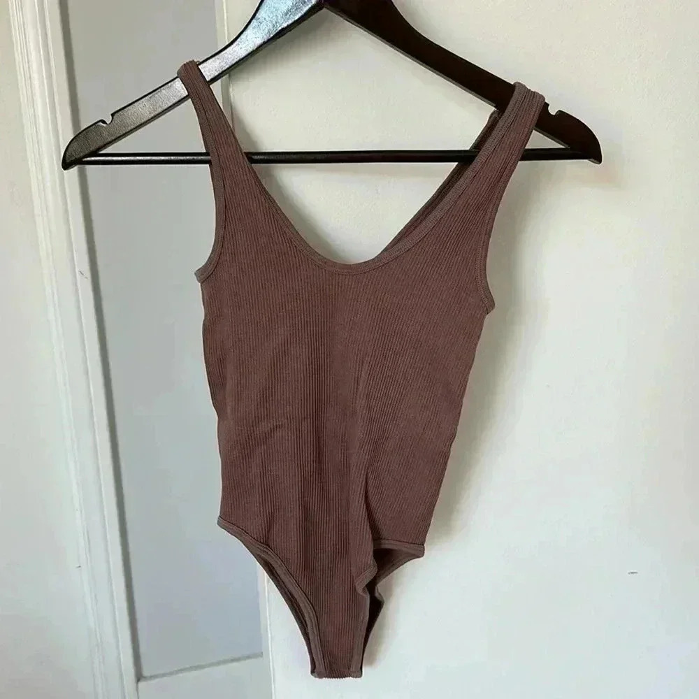 Zara Brown Pink Halter Bodysuit